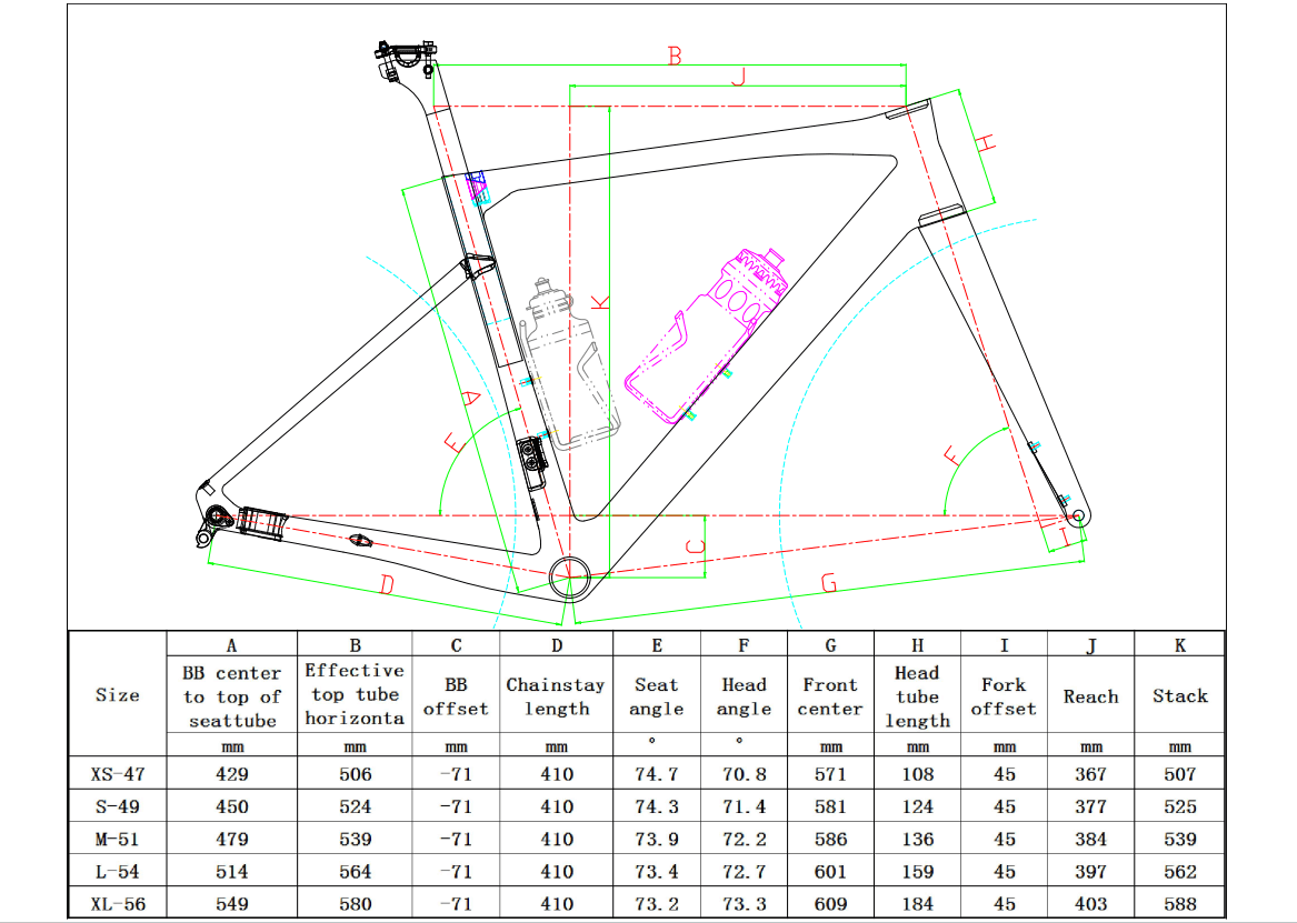 Road Bike Frame R053-D Brake type flame
