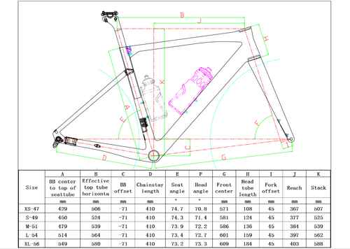Road Bike Frame R053-D Brake type flame